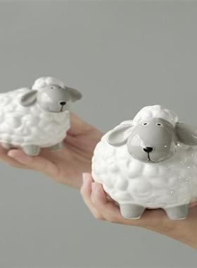 尚歌北欧INS创意羊摆件现代简约家居装饰品客厅玄关陶瓷卧室摆设-