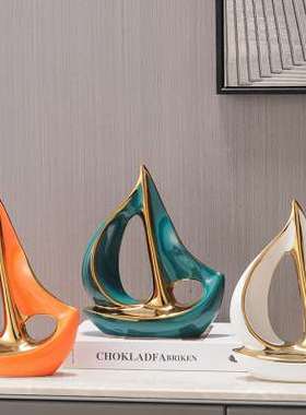 一帆风顺帆船摆件家居饰品招财客厅办公室酒柜装饰品店铺开业礼物