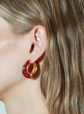 TenderLuck八字纹拼色珐琅耳圈