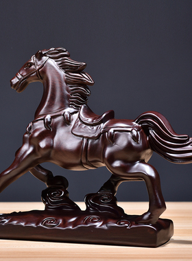 实木质雕刻马摆件黑檀生肖马到成功红木家居客厅办公装饰品工艺品