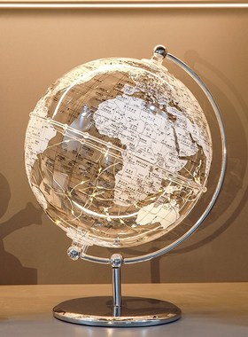 透明地球仪摆件轻奢高档酒柜装饰家居饰品高级感书柜高级感玻璃柜