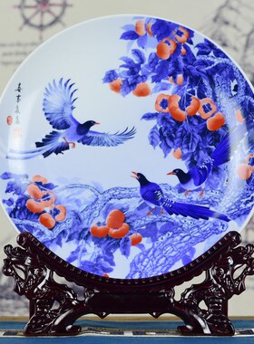 好货景德镇陶瓷器恭喜发财挂盘家居饰品酒柜玄关办公室装饰盘子工