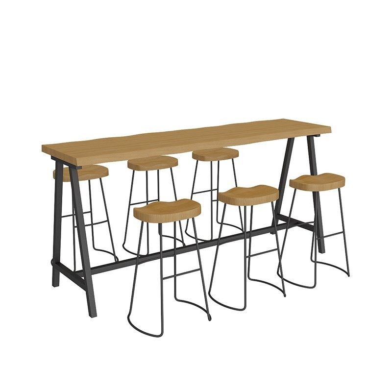 家用酒吧桌椅组合阳台靠窗靠墙高脚窄桌实木奶茶店吧台咖啡长条桌 - 图2