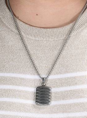 -Retro Mens Titanium Steel Necklace Pendant tendy Mens Per