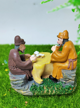 极速中式古风茶文化喝茶古装人物树脂小摆件假山石造景鱼缸盆栽装