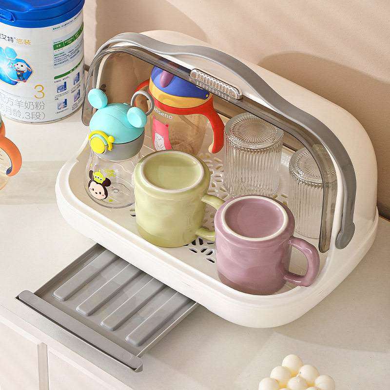 宝宝奶瓶收纳盒手提辅食防尘箱婴儿架带收纳置物架沥水餐具盖,淘宝优惠券,粉丝福利购,淘宝优惠卷