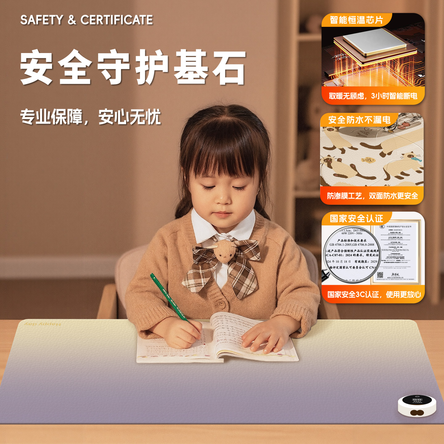 Heated mouse pad, extra large warm table pad, winter office heating computer desktop pad, student study table heating pad