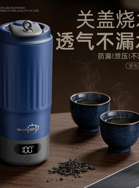 health joy烧水杯便携式加热水杯男士商务小型外出旅行养生电热杯