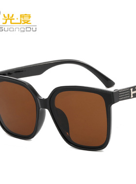 新款大框方形字时尚太阳眼镜男 ins风网红桔色墨镜太阳镜女