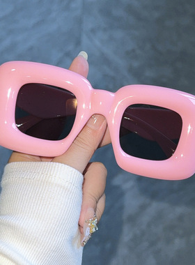 搞怪趣味充气感可爱方形墨镜女网红潮人街拍眼镜男个性太阳镜