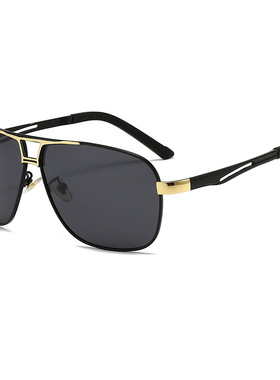 新款变色偏光金属太阳镜男士钓鱼开车防晒时尚双梁大框飞行员墨镜