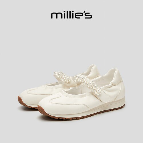 MILLIE'S/妙丽圆头平底一脚蹬仙女芭蕾风时尚百搭浅口休闲板鞋女 - 图0