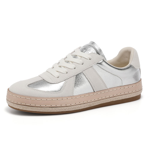 MILLIE'S/妙丽春季不累脚复古德训鞋女2026新款银色百搭休闲板鞋 - 图3