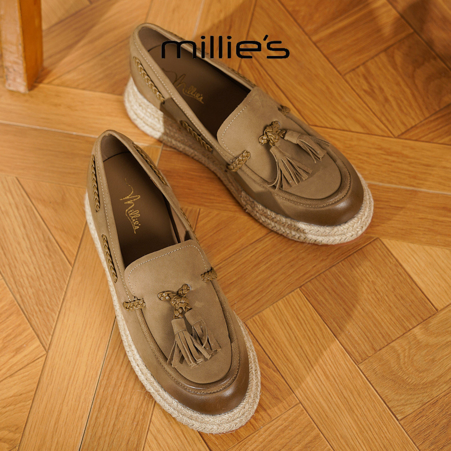 MILLIE'S/妙丽2025新款复古勃肯鞋女平底百搭休闲鞋日常通勤单鞋,淘宝优惠券,粉丝福利购,淘宝优惠卷