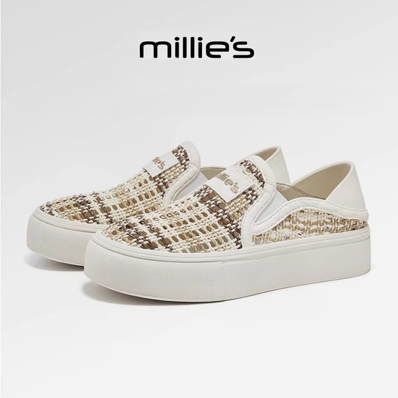 MILLIE'S/妙丽圆头平底一脚蹬网纱透气时尚休闲百搭款渔夫鞋女鞋,淘宝优惠券,粉丝福利购,淘宝优惠卷
