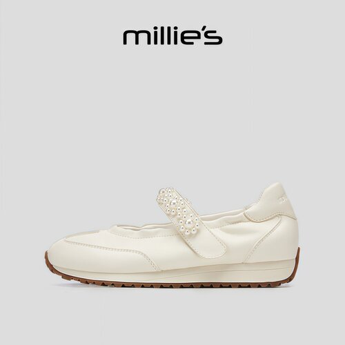 MILLIE'S/妙丽圆头平底一脚蹬仙女芭蕾风时尚百搭浅口休闲板鞋女 - 图1
