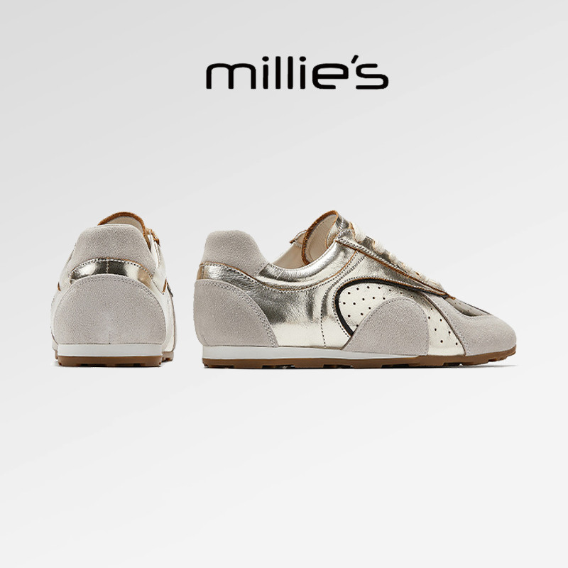MILLIE'S/妙丽2025新款复古时髦轻便舒适休闲板鞋女鞋圆头平底,淘宝优惠券,粉丝福利购,淘宝优惠卷