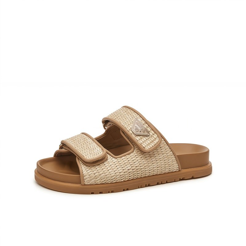 MILLIE'S/妙丽露趾平底一脚蹬美拉德风编织镂空设计时尚休闲拖鞋,淘宝优惠券,粉丝福利购,淘宝优惠卷