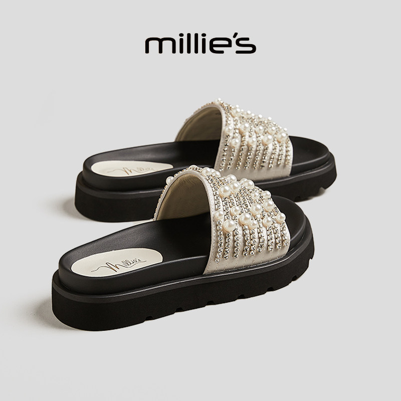 MILLIE'S/妙丽圆头厚底法式仙女风日常通勤外穿时尚百搭休闲拖鞋,淘宝优惠券,粉丝福利购,淘宝优惠卷