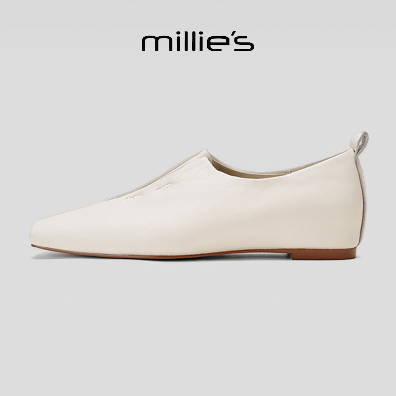 MILLIE'S/妙丽真皮一脚蹬乐福鞋女平底舒适通勤单鞋2026新款皮鞋,淘宝优惠券,粉丝福利购,淘宝优惠卷