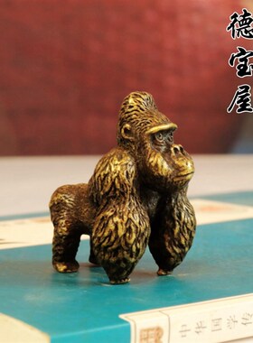 新款纯铜办公室桌面摆件金刚大猩猩摆饰茶几茶宠摆件装饰品
