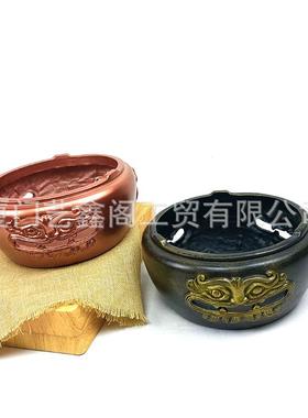 直销新款推荐创意新品年兽面造型高档树脂工艺品酒店干冰菜盘托年