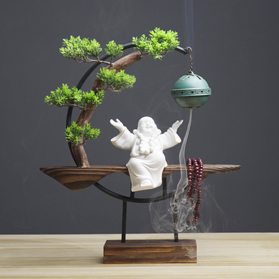 新中式客厅禅意佛像茶室陶瓷家居装饰品办公室书桌玄关柜创意摆件