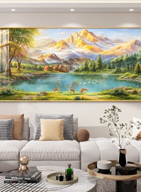 新款2026感挂画图背景墙高级聚宝盆靠山山水画沙发装饰画轻奢客厅
