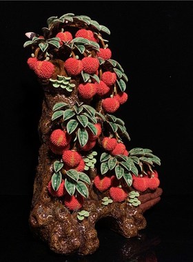 石湾公仔陶瓷满堂红摆件玄关客厅电视柜荔枝装饰品乔迁新居送礼品