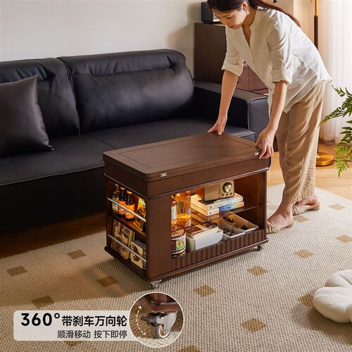 实木沙发边几可移动小户型客厅小推车茶几茶桌边柜侧柜卧室床头柜 - 图1