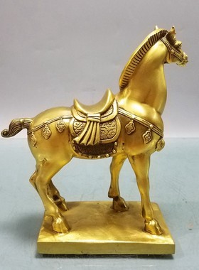 纯铜小号唐马工艺礼品摆饰铜马骑马客厅装饰品玄关全铜摆件办公室