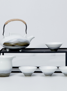 新中式家居软装设计样板房间酒店别墅茶室书房水墨陶瓷茶具摆件