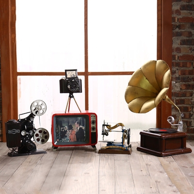 复古怀旧留声机道具摆件服装店铺橱窗客厅装饰品创意书柜摆设创意