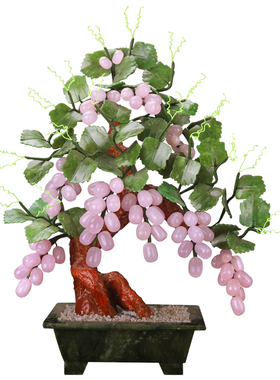 天然玉石雕刻葡萄树客厅家居饰品卧室书房玄关玉器新中式法式摆件