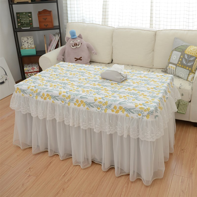 LUTO新品奶油风白纱蕾丝纱裙茶几电炉烤火桌桌罩防尘罩装饰罩定做 - 图0