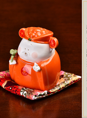 陶瓷工艺品创意小财神摆件家居桌面生日礼物礼品车载中控台装饰品