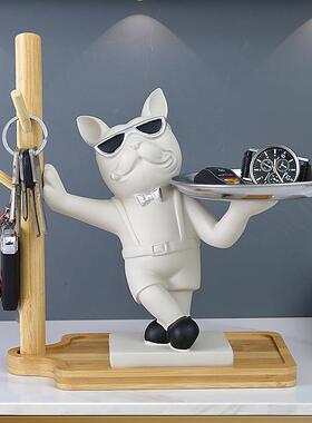 新款直销入户玄关收纳狗摆件钥匙摆放台桌面酒柜办公室客厅装饰品