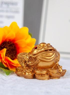 直销新款创意家居招财小金蟾树脂工艺品摆件客厅书房玄关桌面装饰