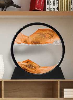新款直销3d液体玻璃创意流沙画沙漏摆件新年生日礼物办公室解压装