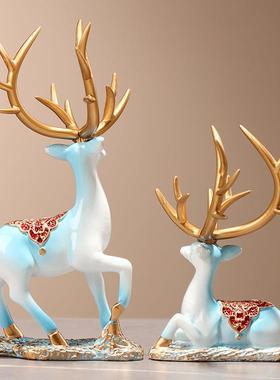 直销新款2023新款流沙画福鹿假山景家居软装酒柜电视柜摆件 一件