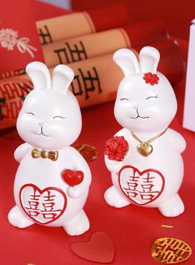 直销新款饰品结婚情侣礼物装饰兔子摆件创意新人布置新婚家居礼品