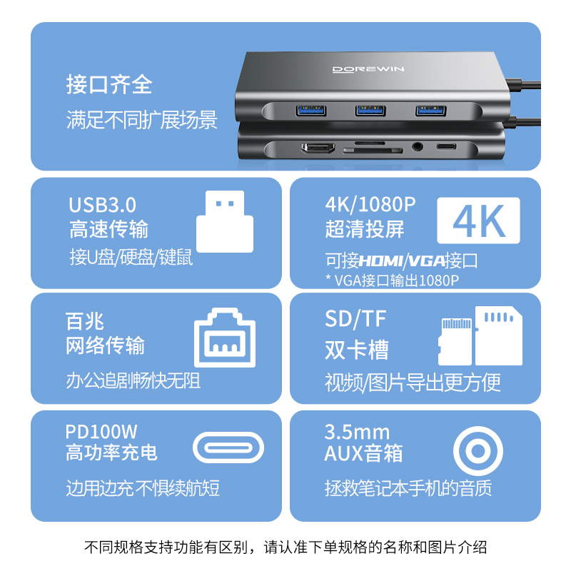 Darwen TypeC extender multi-interface docking station