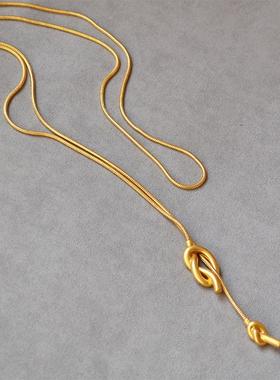 毛衣链项链金色水手结复古长款女时尚打结绳结百搭欧美气质质感镀