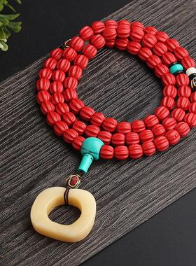 项链毛衣链吊坠长款百搭挂件民族风配饰复古牛骨女饰品时尚大气骨