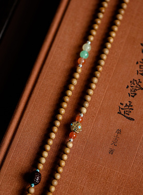 云研印度老山檀香5mm项链锁骨链吊坠檀木质红木手錬手串礼物1843