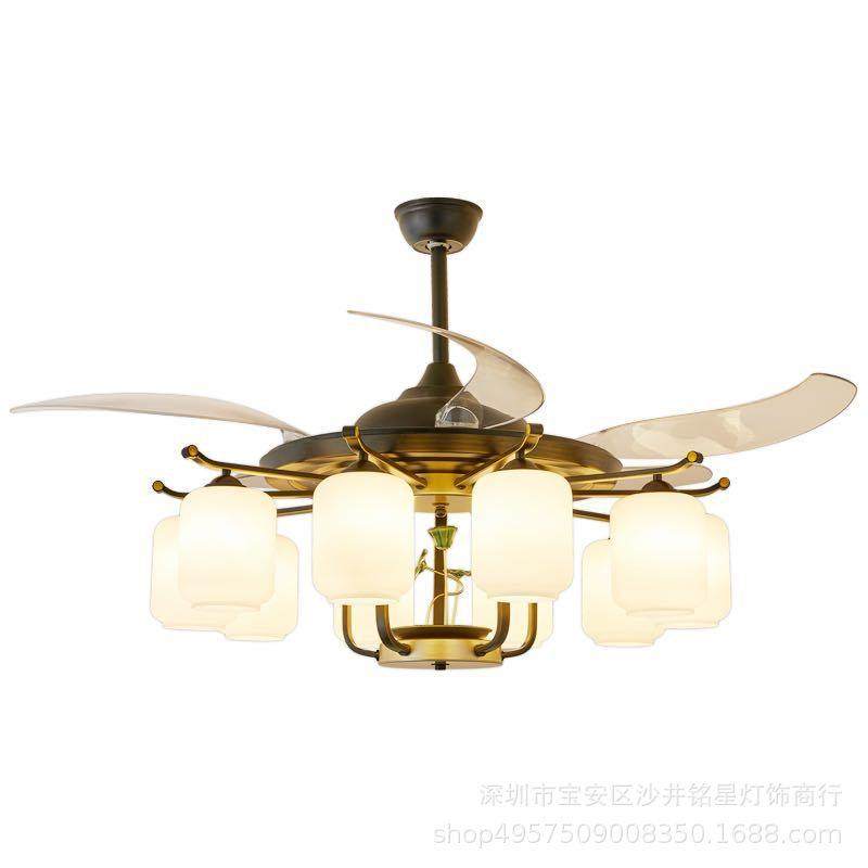 直销新款新中式风扇灯客厅吊扇灯中国风卧室书房家用餐厅风扇吊灯,淘宝优惠券,粉丝福利购,淘宝优惠卷