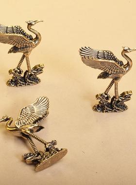 新款直销黄铜仙鹤摆件桌面茶宠摆设铜器工艺品把件动物景区地摊夜