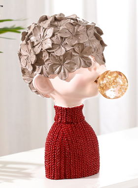 北欧创意吹泡泡女孩摆件客厅电视柜玄关家居装饰品少女心房间摆件