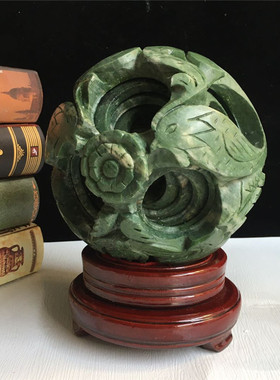 天然玉石路路通摆件风水球家居客厅办公室玄关酒柜桌面电视柜装饰