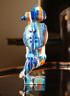 沉默是金摆件高档简约装饰艺术工艺品雕塑轻奢客厅办公室电视柜